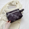 Pochette de maquillage vintage gris foncé avec fermeture éclair blanche et anse - Noir