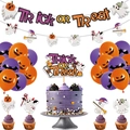 Kit de fête Halloween Trick or Treat avec bannières, ballons violets et décorations - Ensemble Famille Complète