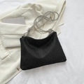 Fashionable black tote bag with full rhinestones and silver knotted shoulder strap - Black