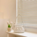 Elegant white pleated shoulder bag with knotted strap and cloud shape for women - Off-white