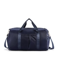 Large capacity navy blue travel duffel bag with durable webbing handles and front pockets - Blue