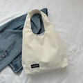 Sac fourre-tout en velours côtelé blanc avec étiquette FASHION et texture côtelée - Blanc