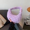 Fashionable light purple bubble textured cloud bag with pleated dumpling shape finish - Purple