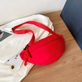 Minimalist red fashion crossbody chest bag in solid color with decorative rope knots - Red
