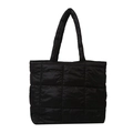 Minimalistische schwarze Stepptasche mit Puffer-Design und Tragegriffen für Damen - Schwarz