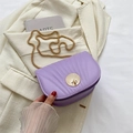 Purple pleated shell crossbody bag with a delicate gold chain and shell-shaped lock - Purple