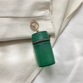 Mini green glitter cylinder shoulder bag with gold zipper and lobster clasp detail - Green