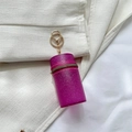 Purple glitter cylinder keychain pouch with gold lobster clasp and zip closure - Rose Red