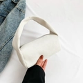 Witte corduroy cilindervormige handtas voor dames met ritssluiting en handvat - Wit
