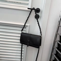 Borsa a tracolla minimalista in ecopelle nera con dettaglio cinturino intrecciato - Nero