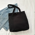 Large black corduroy tote bag with front pocket and metal snap for casual daily use - Black