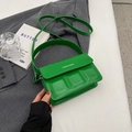 Piccola borsa a mano quadrata verde minimalista con goffratura 3D e manico superiore - Verde