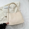 Modern creamy white faux leather tote bag with U-shaped stitching for daily commuting - No Pendant / White