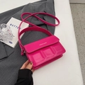 Rose red crossbody square bag with chocolate texture and FASHION & BAGS lettering - Rose Red