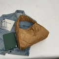 Elegante borsa tote trapuntata marrone con motivo a rombi e grande capacità - Cachi