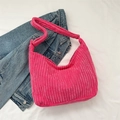 Sac fourre-tout en velours côtelé rose avec fermeture éclair et bandoulière élégante - Rose rose