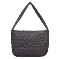 Dark grey quilted oxford fabric shoulder bag with large capacity and rhombic stitching - Diamond Stitched Gray