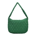 Quilted green Oxford fabric bucket bag with wide shoulder strap and crossbody design - Diamond Stitched Green