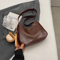 Large dark brown soft leather tote bag with stylish charms and shoulder strap for women - Coffee With Charms