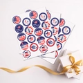 Set of American Independence Day round stickers with patriotic USA flag designs for gift sealing - USA Independence Day Theme Style