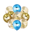 Blue and gold Father's Day balloon set with DAD lettering and confetti decorations - Father's Day Theme DAD Balloons And Ribbon
