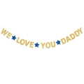 Striscione glitterato oro 'WE LOVE YOU DADDY' festa del papà con stelle blu decorative - Oro (WE LOVE YOU DADDY) E Stelle Pentagramma Blu