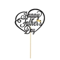 Glittering black Happy Father's Day cake topper with a gold mustache and heart shape - Black