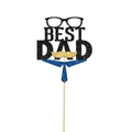 Glitzernder Best Dad Kuchendekoration mit Brille, Schnurrbart und Krawatte für Vatertag - Die Besten Kuchenstangen Für Väter