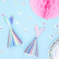 Holographic mermaid tail party hats with elastic strings for children's birthday decor - Holographic Mermaid Tail Paper Hat