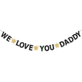 Striscione We Love You Daddy in glitter nero con stelle dorate per la festa del papà - Nero (WE LOVE YOU DADDY) E Stelle Pentagramma Oro