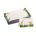 Tropical jungle themed card set with green leaves and gold animal silhouettes - Animal Silhouette Tropical Jungle Style
