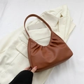 Stylish brown pleated dumpling shoulder bag in premium faux leather for casual wear - Brown