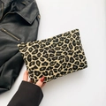 Schicke rechteckige Damen-Handtasche mit Leopardenmuster und sicherem Reißverschluss - Braun