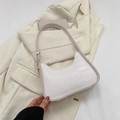 Chic white crocodile pattern underarm bag with gold zipper for stylish women - White