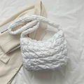 Bolso hobo acolchado blanco minimalista con correa acolchada y cremallera - Blanco