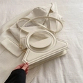 Chique crème beige geometrische handtas met rond handvat en slanke schouderband - Wit