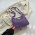 Elegante paarse hobo schoudertas met glanzende strassteentjes en ritssluiting - Paars