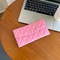 Pochette a busta rosa trapuntata in morbida ecopelle con eleganti cuciture a rombi - Rosa