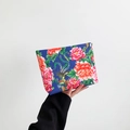 Ethnic style blue clutch bag with traditional red peony flowers and phoenix patterns - Blue