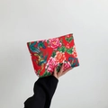 Ethnic nylon floral clutch with peony and phoenix patterns for women daily fashion - Red