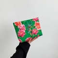 Floral phoenix patterns on green fabric handbag with traditional Chinese folk art design - Green