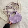 Fashionable purple pleated croissant bag with round handle and adjustable shoulder strap - Purple