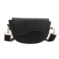Borsa a sella nera classica con tracolla a fantasia e dettagli in metallo dorato - Nero