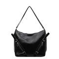 Sac fourre-tout noir grande capacité en similicuir brillant avec détails de fermeture - Noir