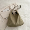 Grand sac cabas souple en daim vert olive au style minimaliste pour le quotidien - Vert