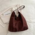 Sac fourre-tout minimaliste en daim bordeaux profond avec fines bretelles d'épaule - Marron