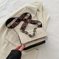 Chic beige straw crossbody bag with floral embroidery and dual-style woven chain straps - Black