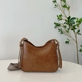 Sac bandoulière vintage marron avec une large bandoulière tissée à motifs - Marron