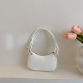Elegante borsa sottobraccio bianca trapuntata in similpelle con manico annodato e zip - Bianco