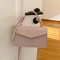 Petit sac carré rose clair pailleté pour femme avec poignée nouée et bandoulière chic - Rose